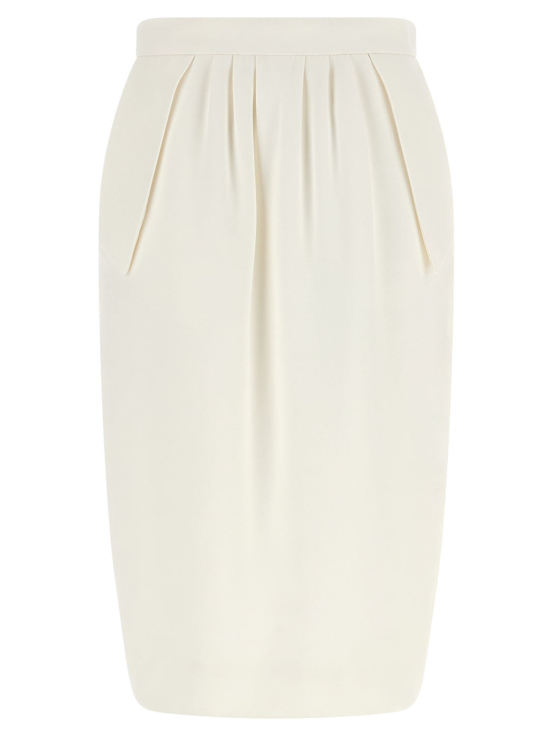 White Polyester Midi Skirt