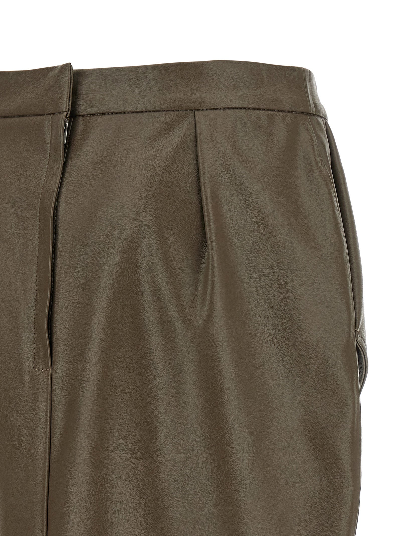 Brown Polyester Midi Skirt