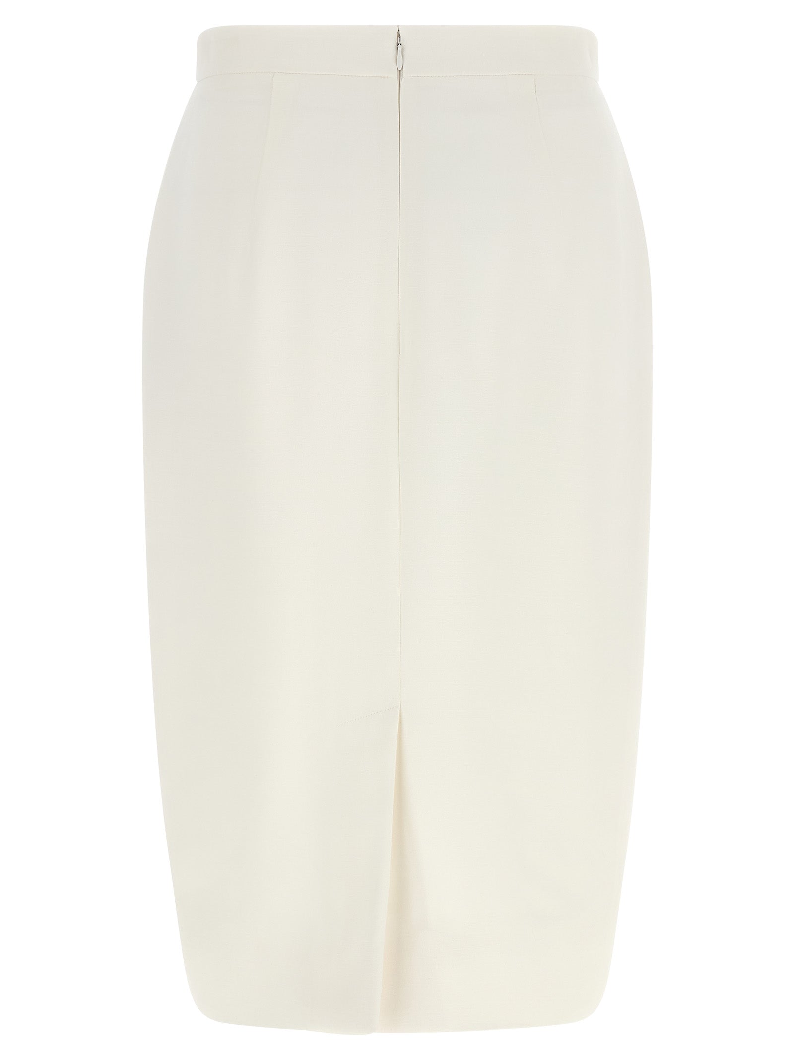 White Polyester Midi Skirt
