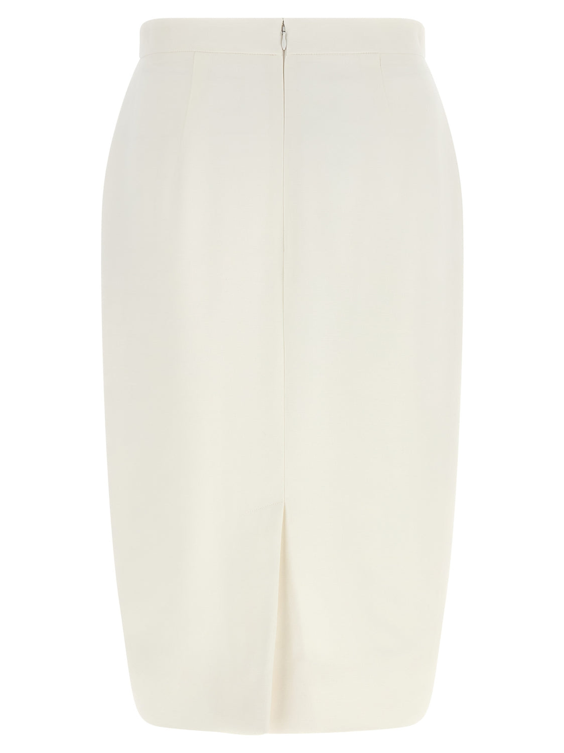 White Polyester Midi Skirt