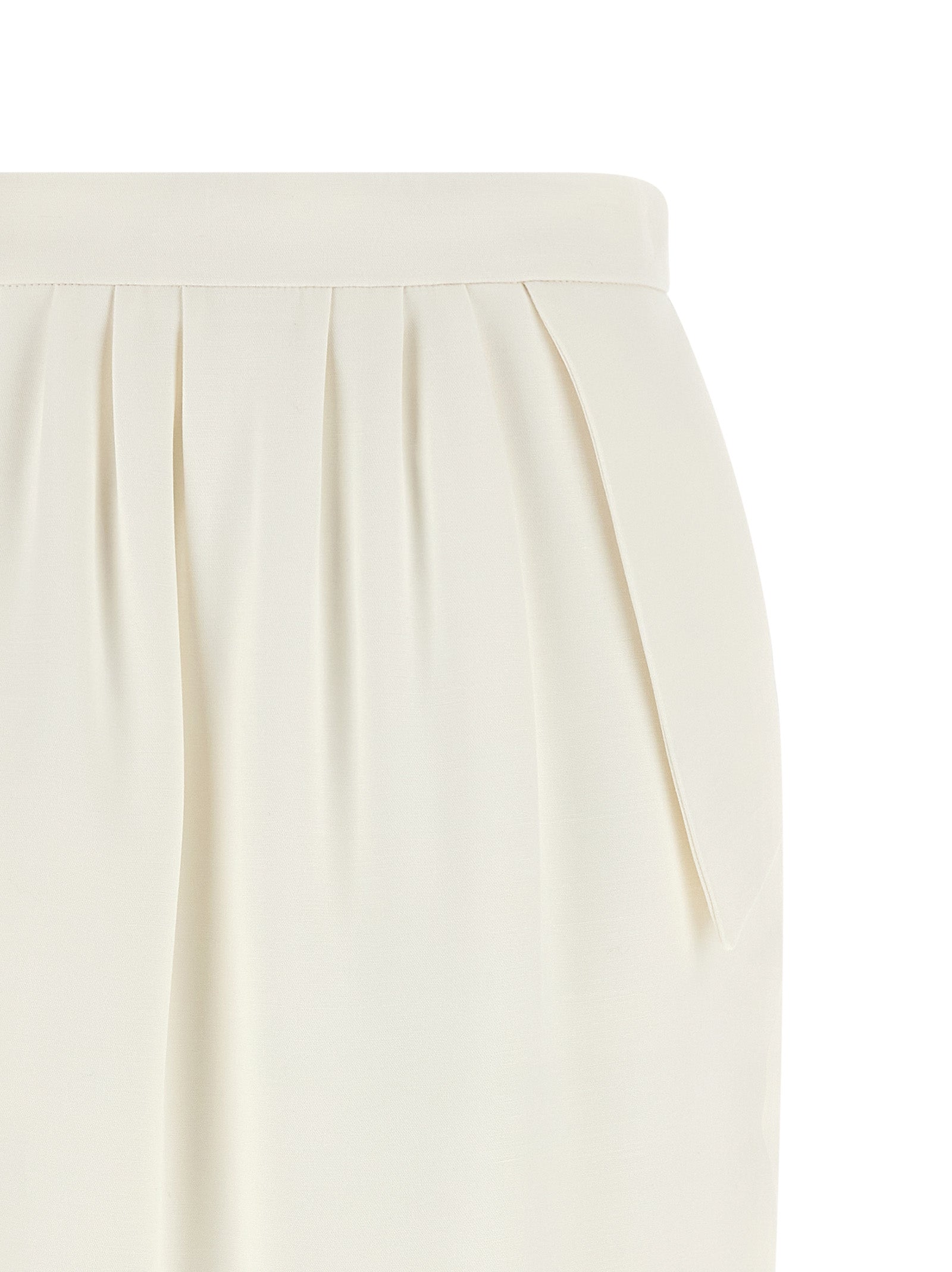 White Polyester Midi Skirt