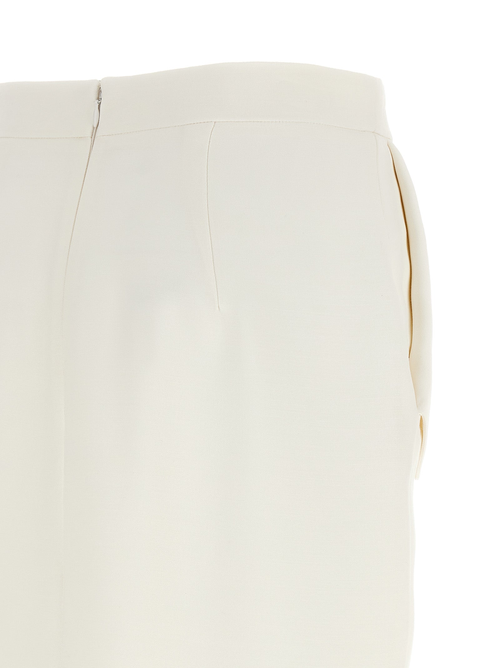 White Polyester Midi Skirt