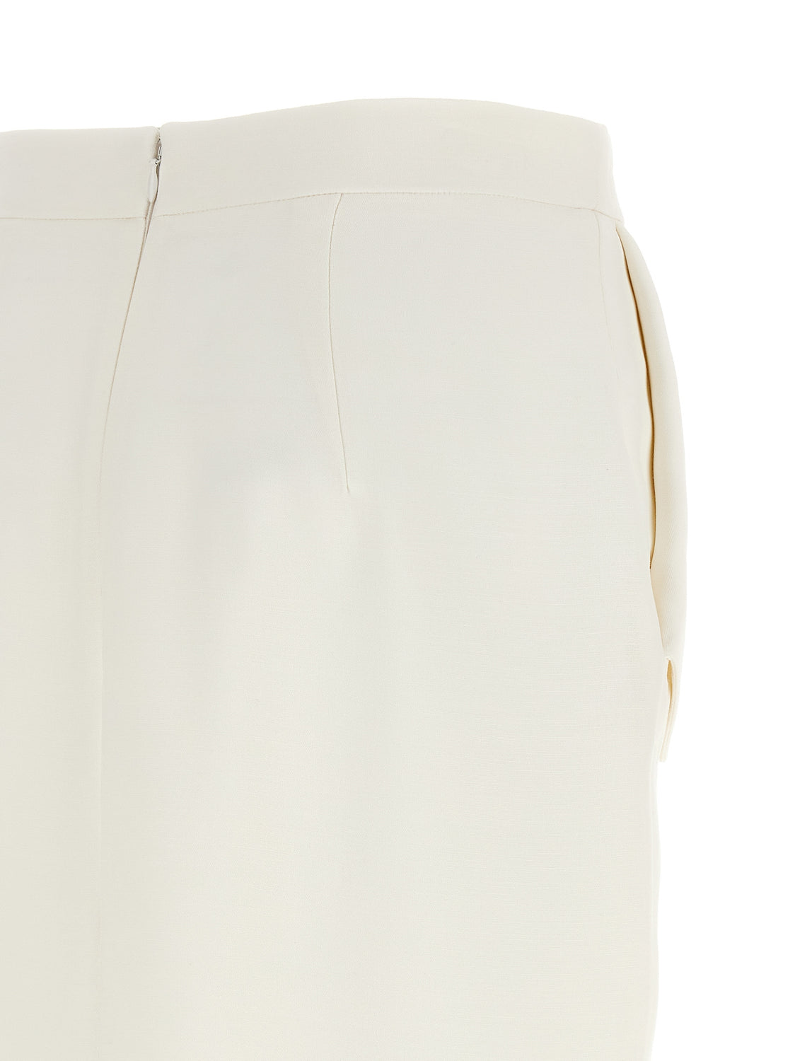 White Polyester Midi Skirt