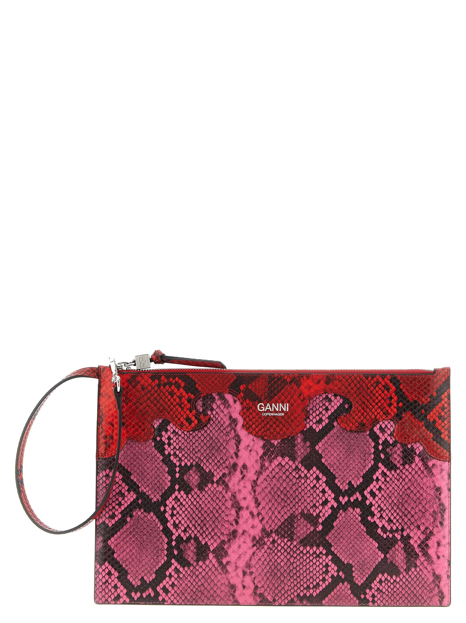 Fuchsia Polyester Clutch Bag