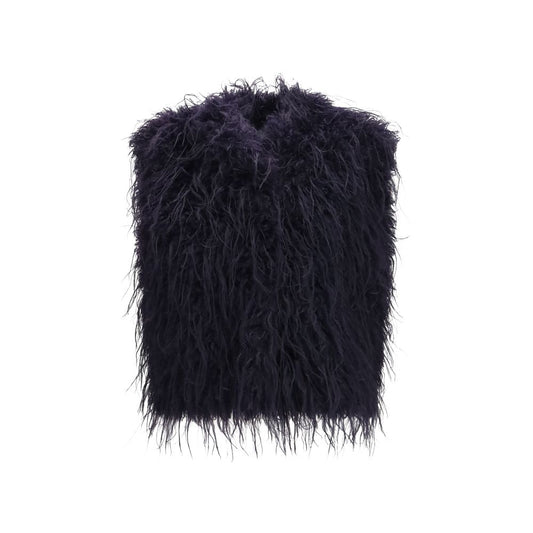 Blue Polyester Sleeveless Jacket