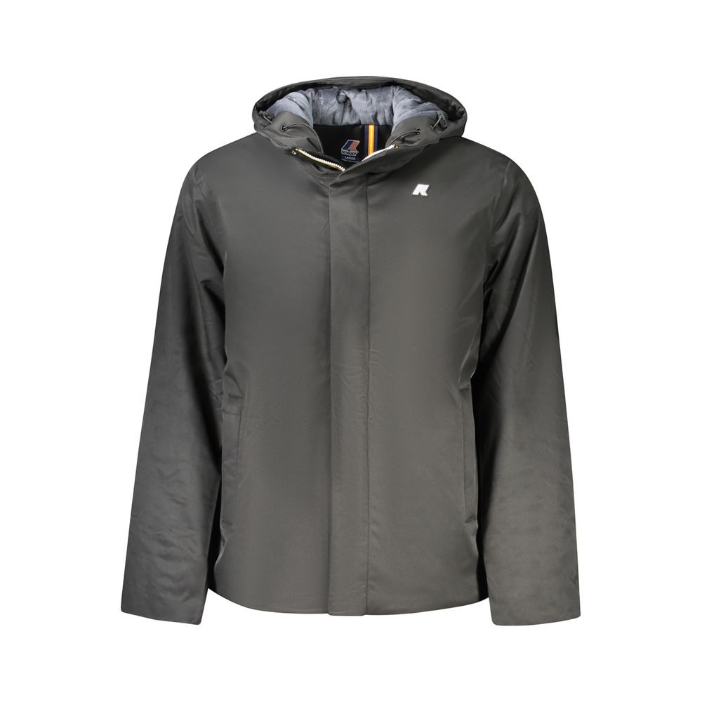 Nero Poliestere Uomo Jacket with Hood and Pockets