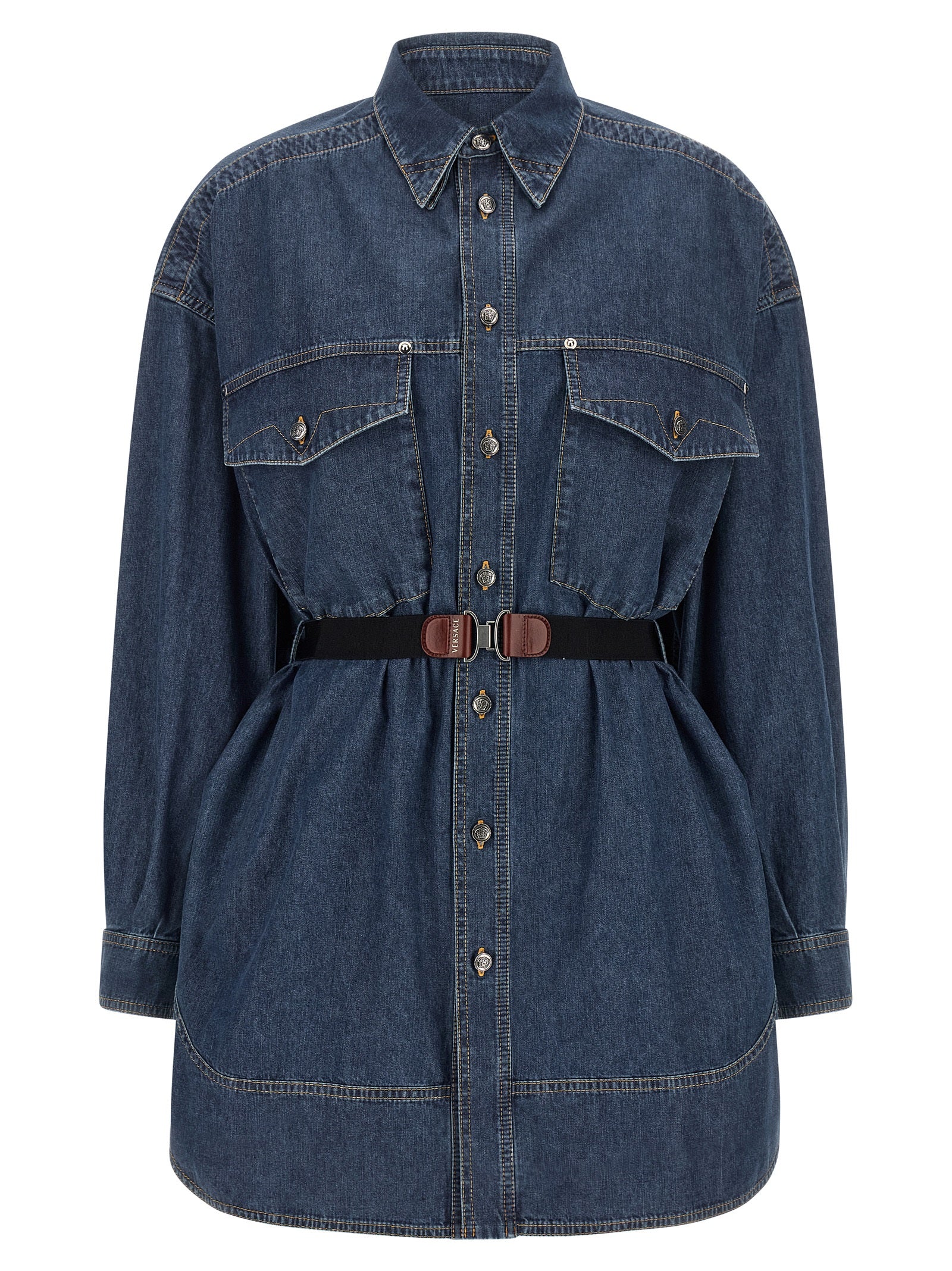 Blue Cotton Short Dress
