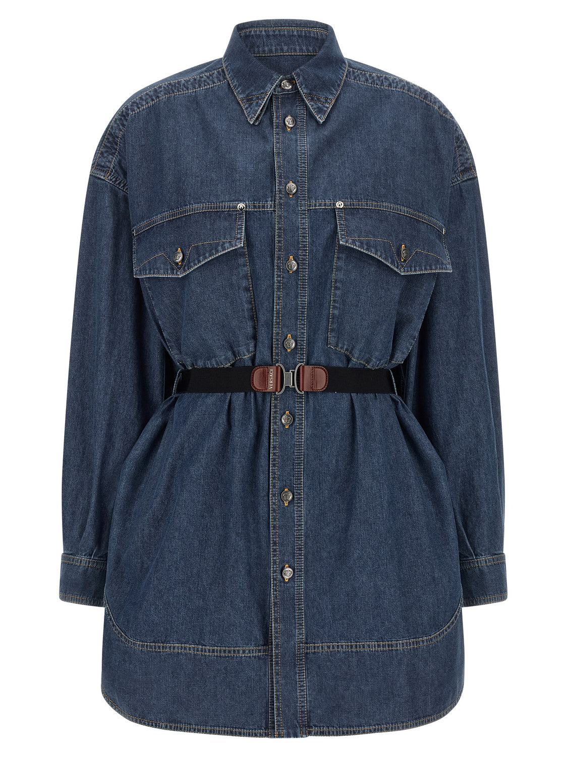 Blue Cotton Short Dress