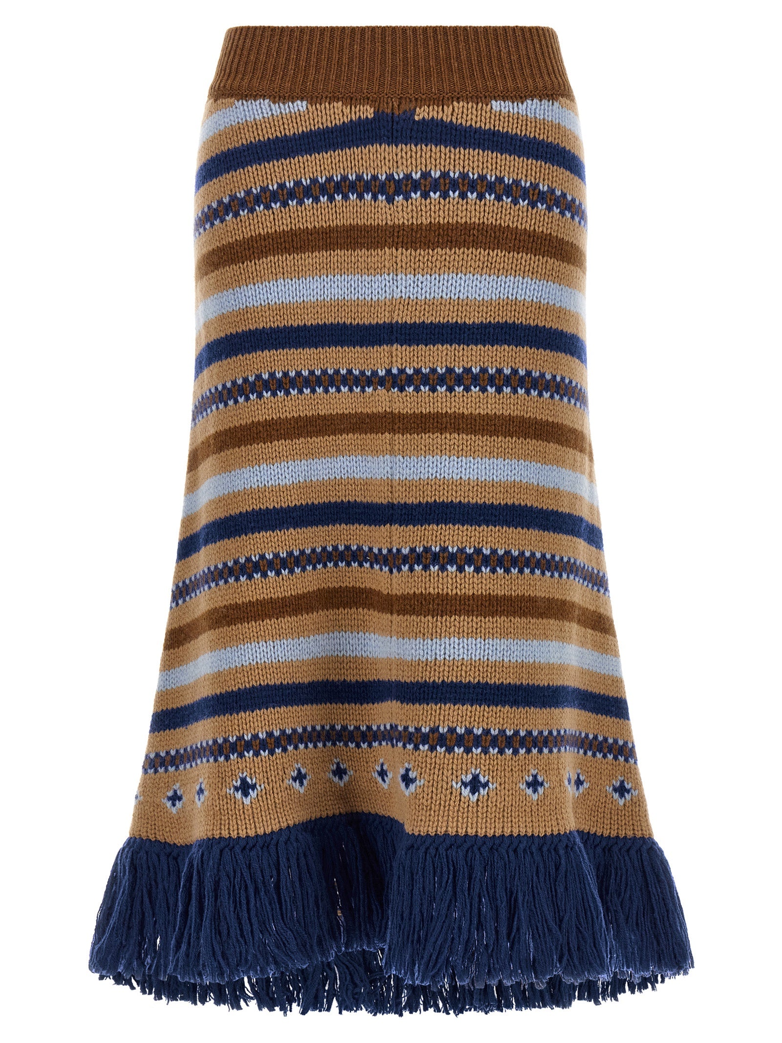 Multicolor Virgin Wool Midi Skirt