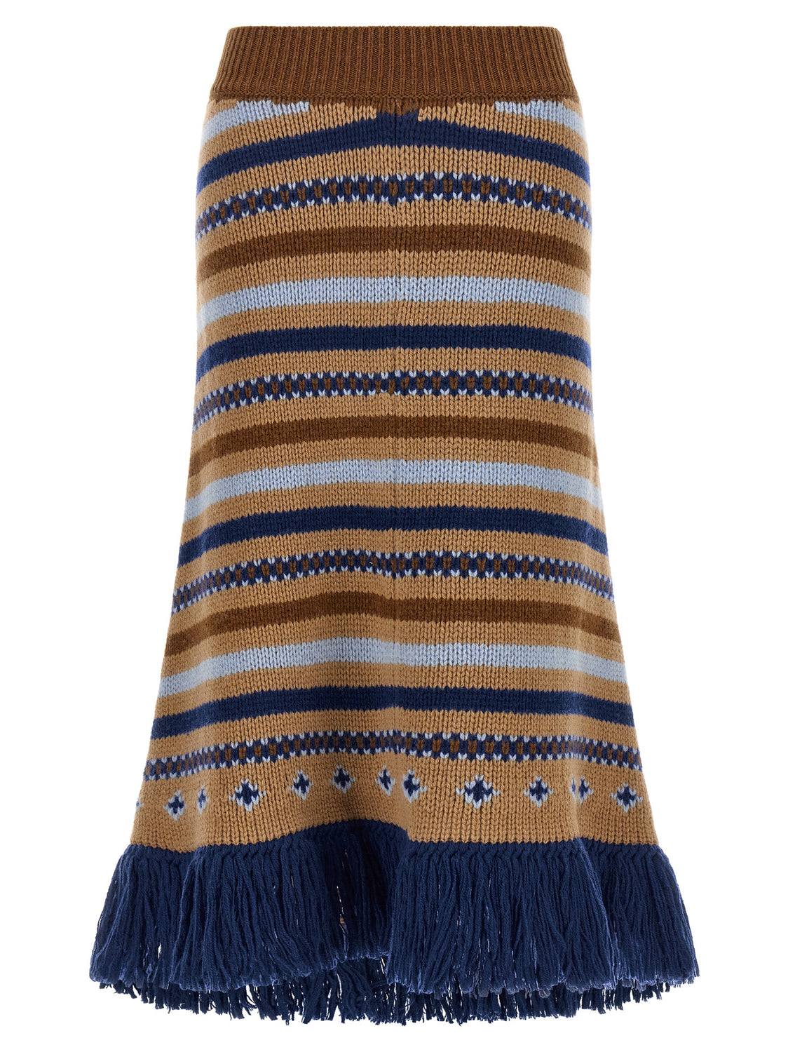Multicolor Virgin Wool Midi Skirt
