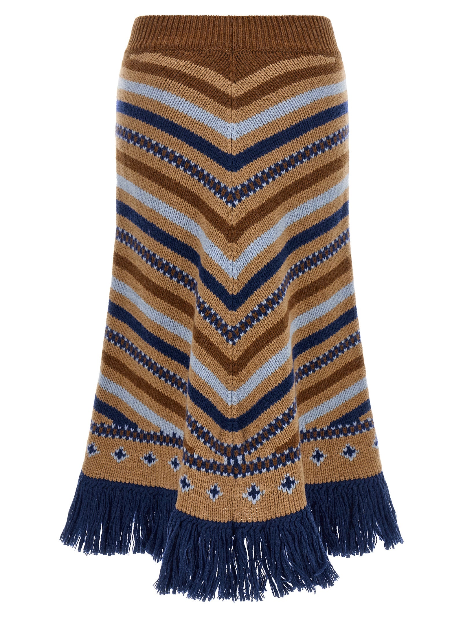 Multicolor Virgin Wool Midi Skirt