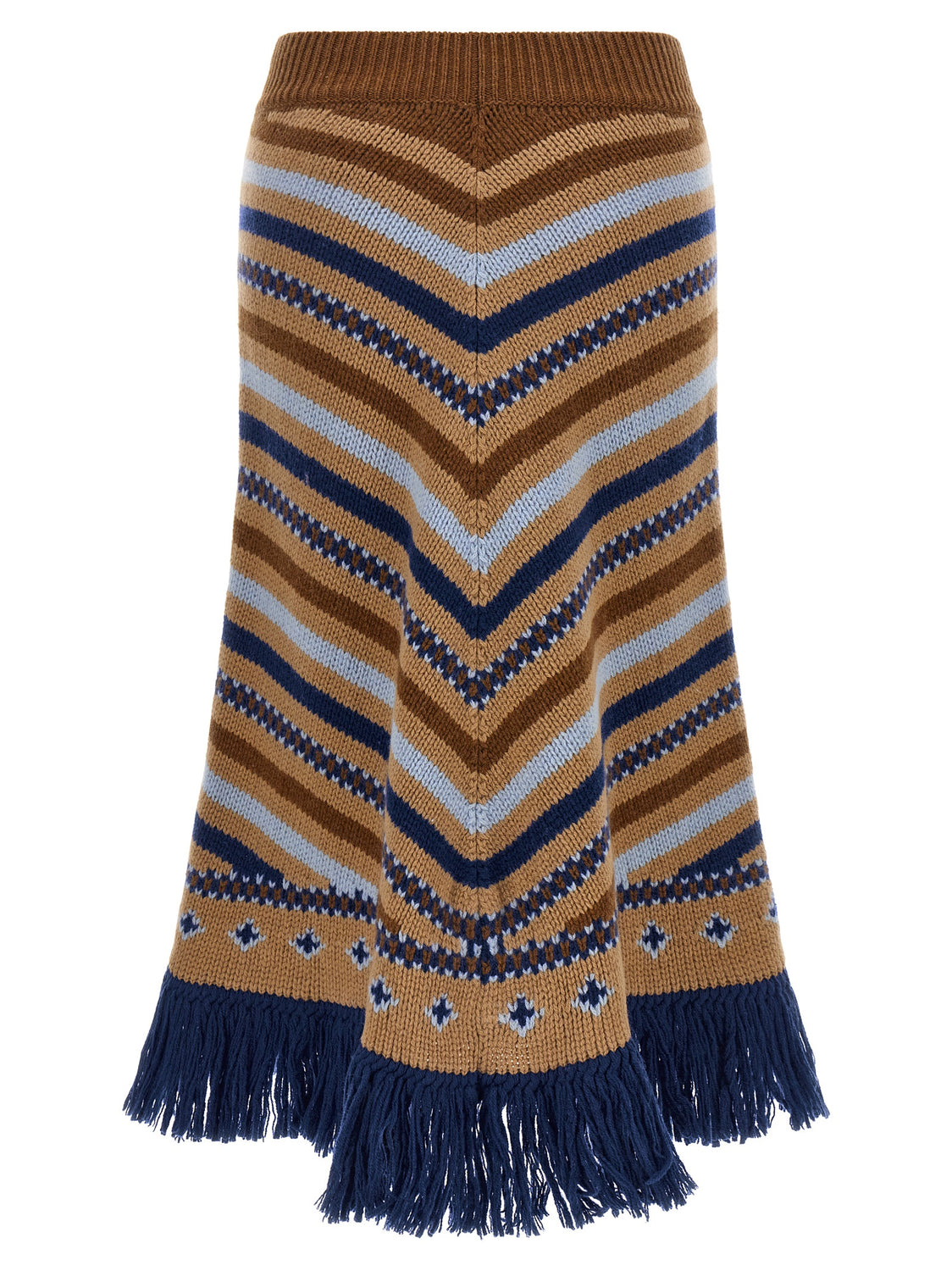 Multicolor Virgin Wool Midi Skirt