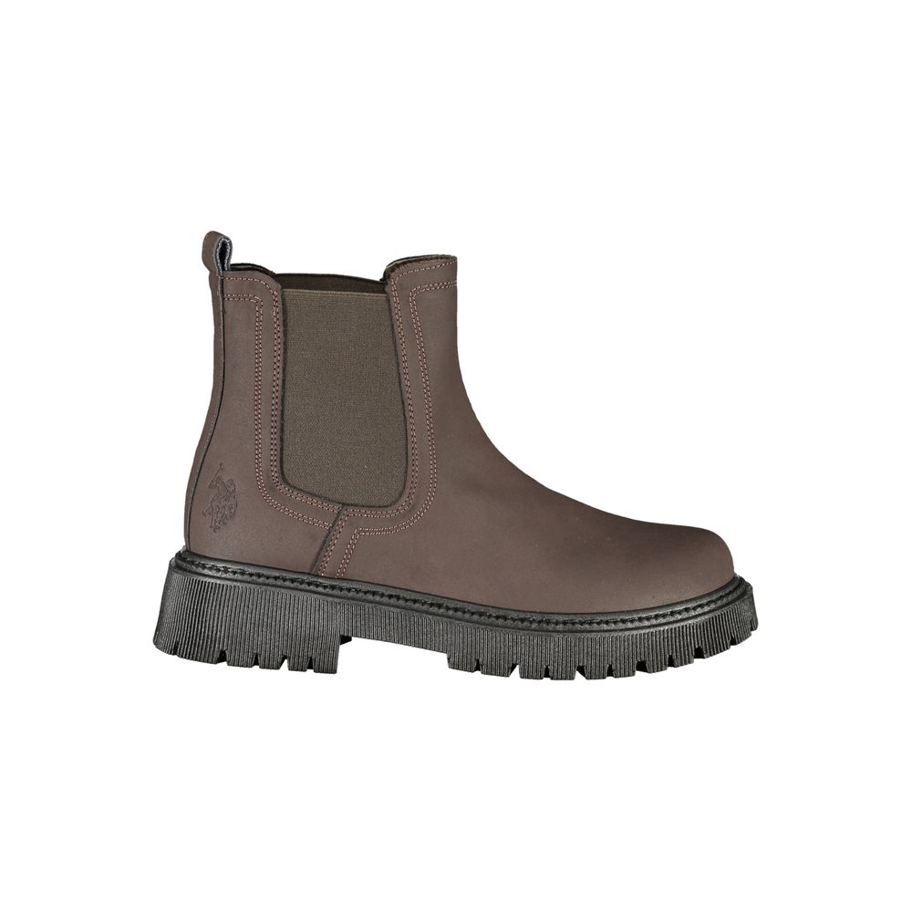 Brown Polyethylene Ankle Boots