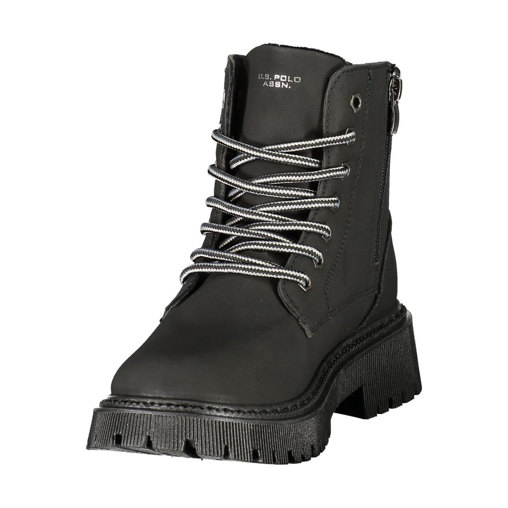 Black Polyester Ankle Boots