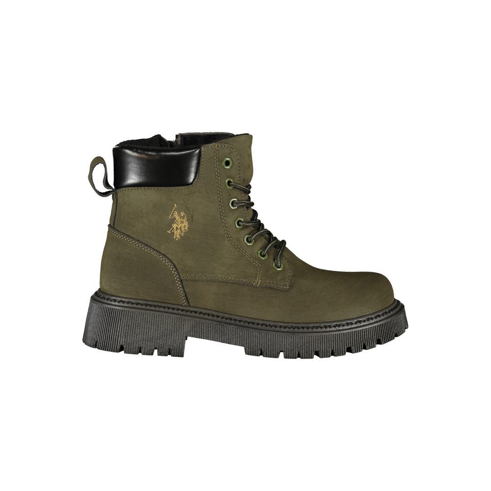 Green Polyester Ankle Boots
