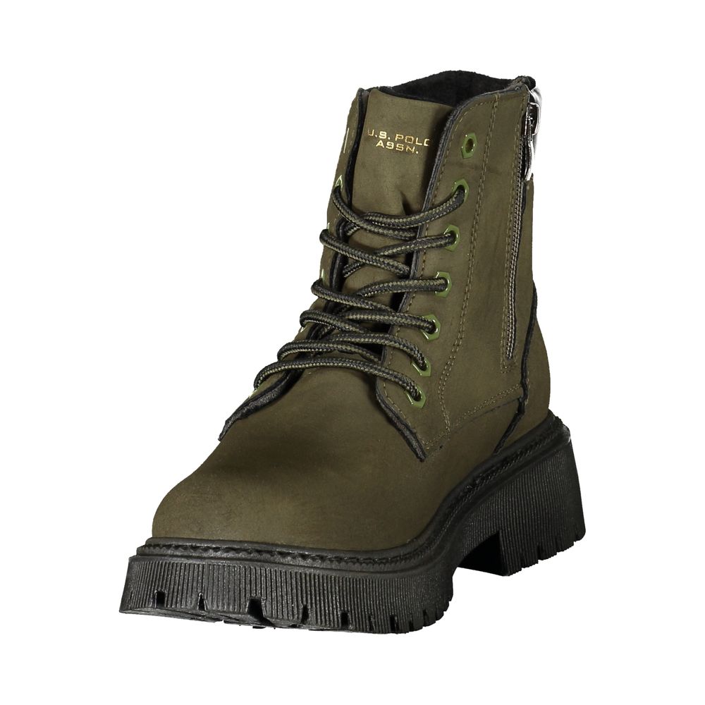 Green Polyester Ankle Boots