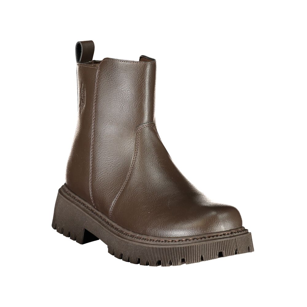 Brown Polyethylene Ankle Boots