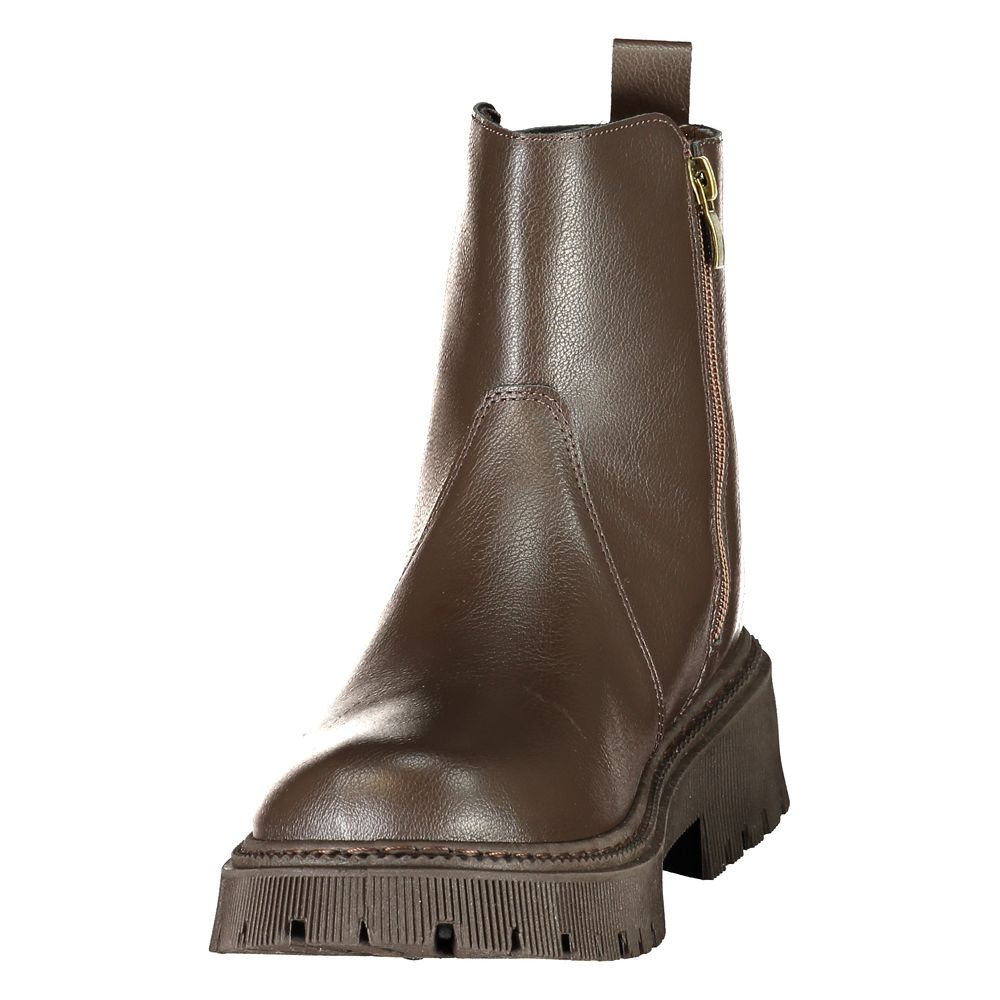 Brown Polyethylene Ankle Boots