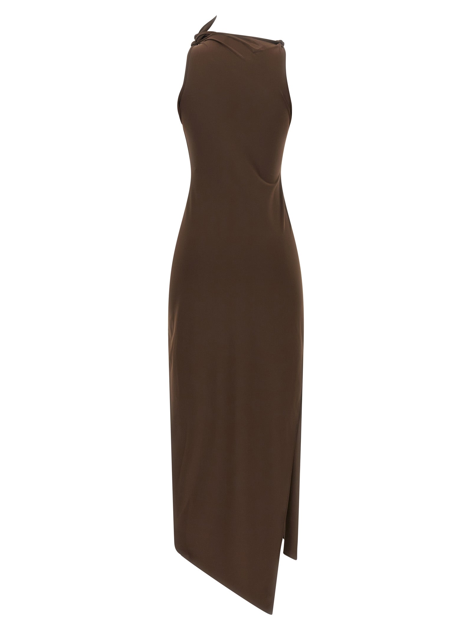 Brown Recycled Polyamide Long Dress