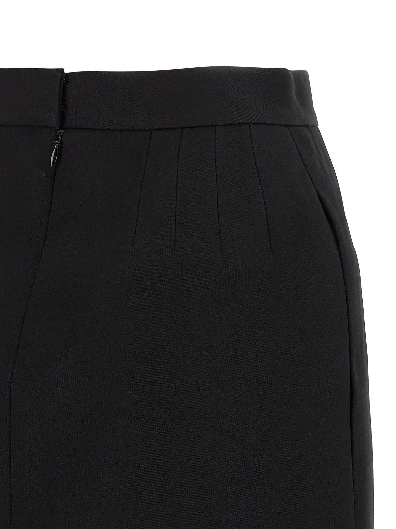 Black Virgin Wool Long Skirt
