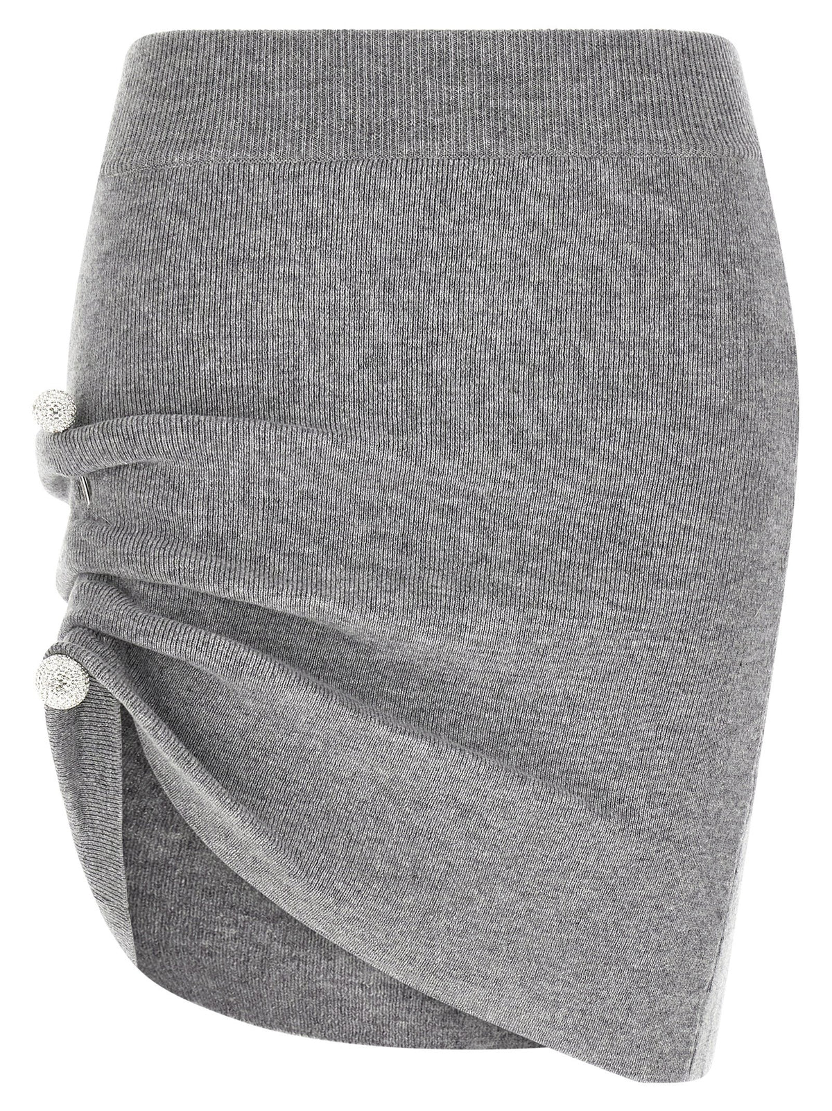 Gray Virgin Wool Long Skirt