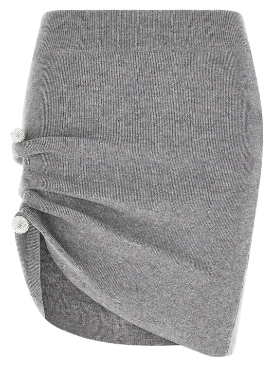Gray Virgin Wool Long Skirt