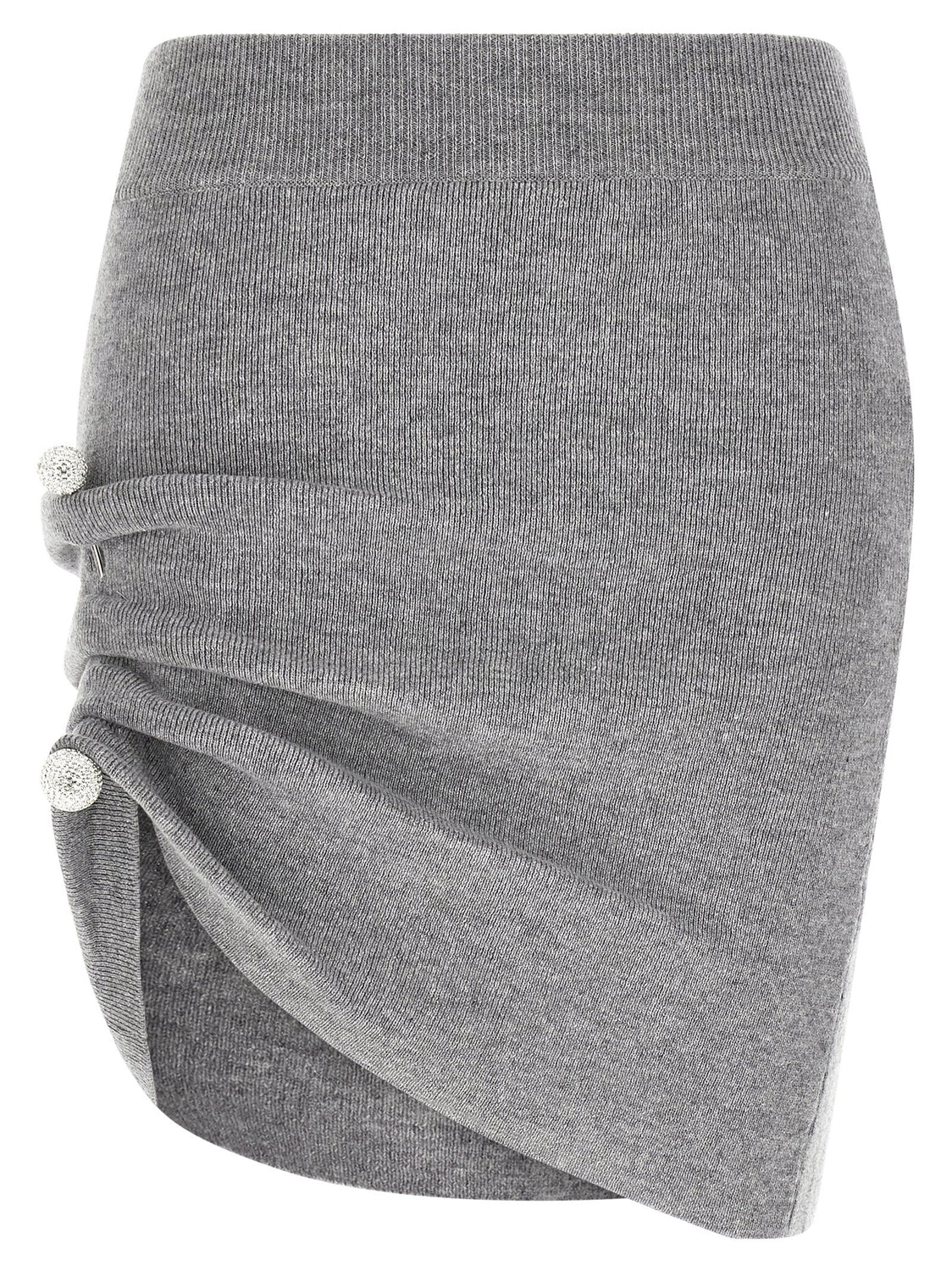 Gray Virgin Wool Long Skirt