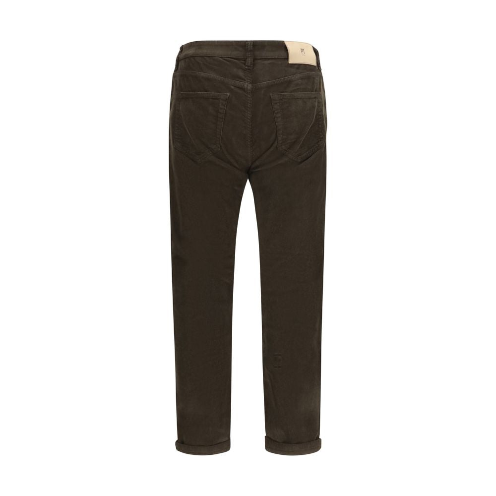 Brown Cotton Casual Pants
