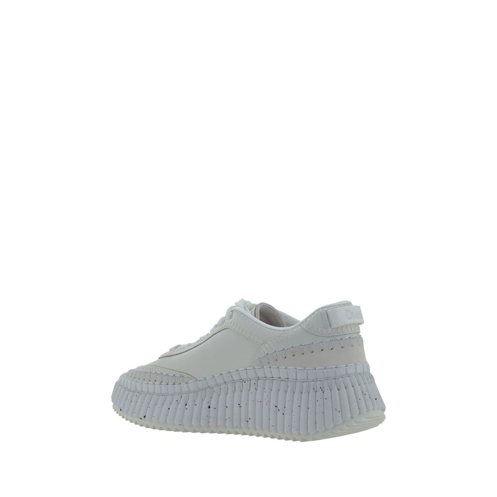White Calf Leather Bos Taurus Platform Sneakers