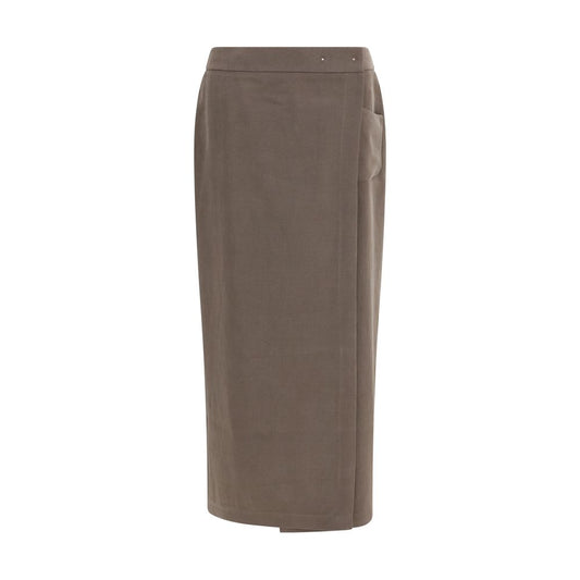 Brown Silk Long Skirt