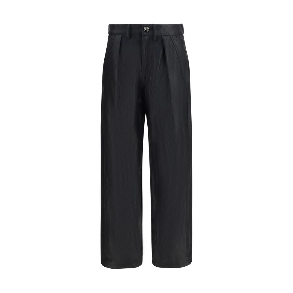 Black Polyester Casual Pants