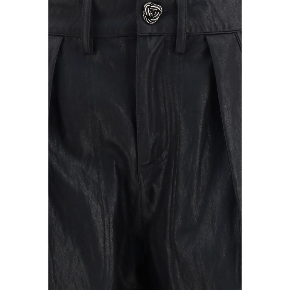 Black Polyester Casual Pants