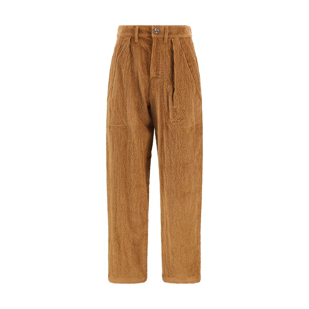 Brown Cotton Casual Pants