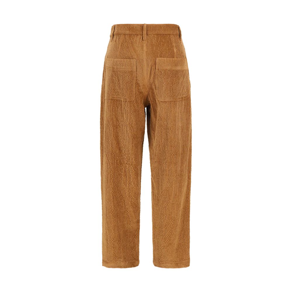 Brown Cotton Casual Pants