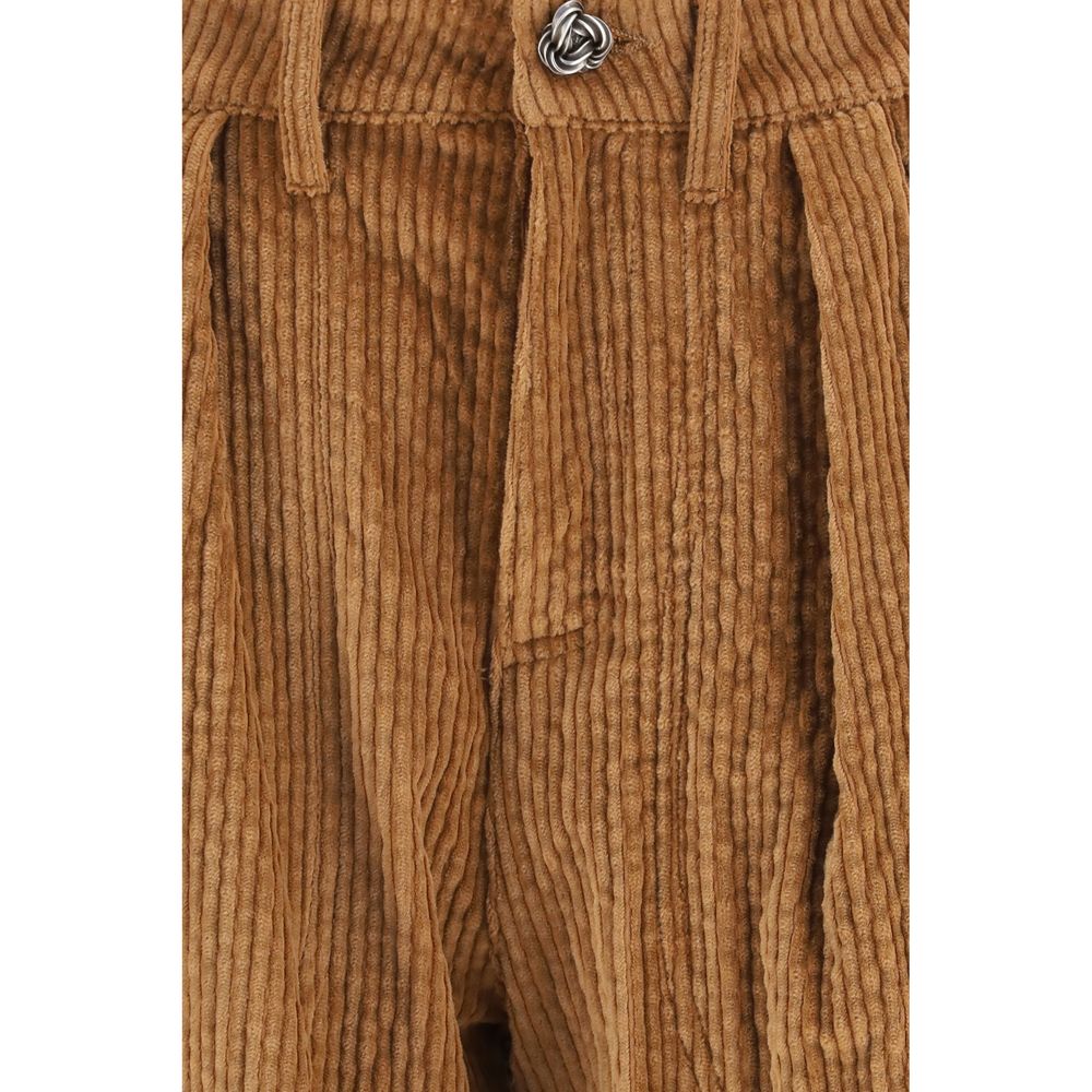 Brown Cotton Casual Pants