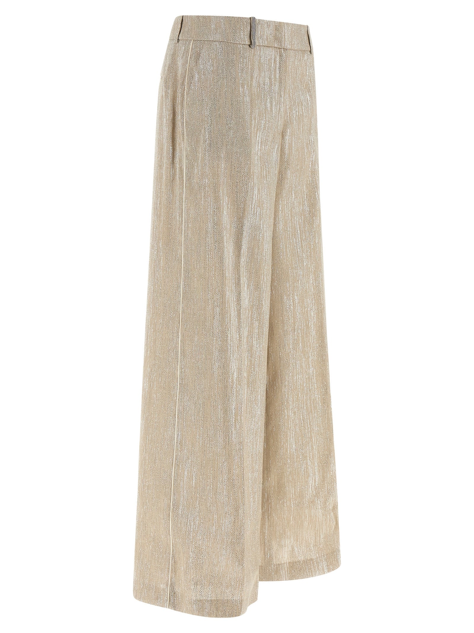 Beige Viscose Casual Pants