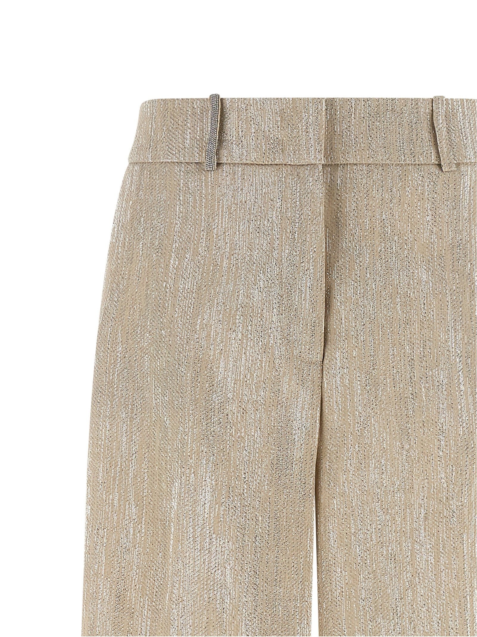 Beige Viscose Casual Pants