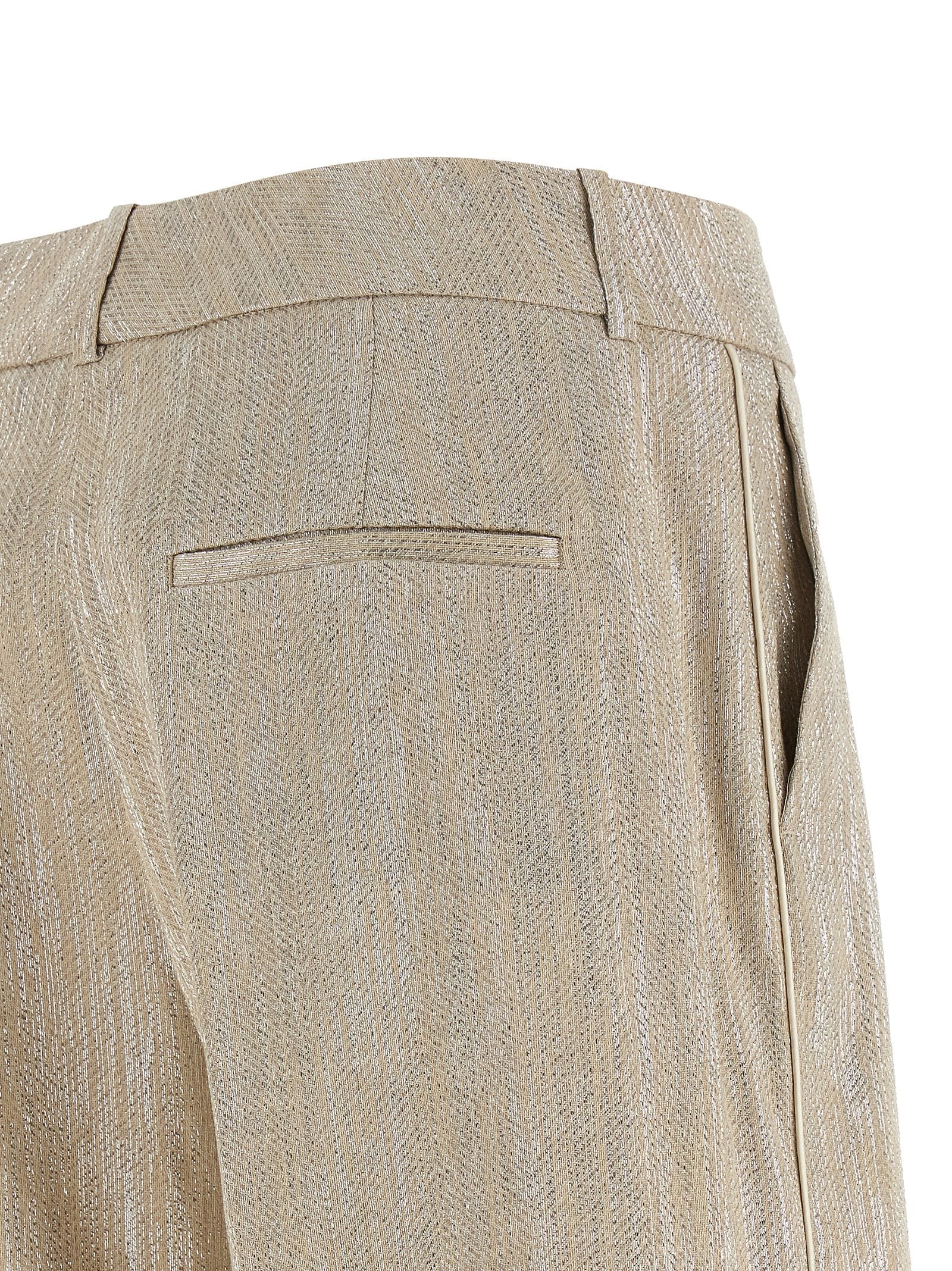 Beige Viscose Casual Pants
