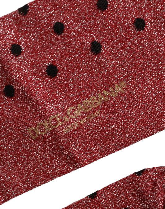 Maroon Polka Dot Over The Calf Accessory Socks
