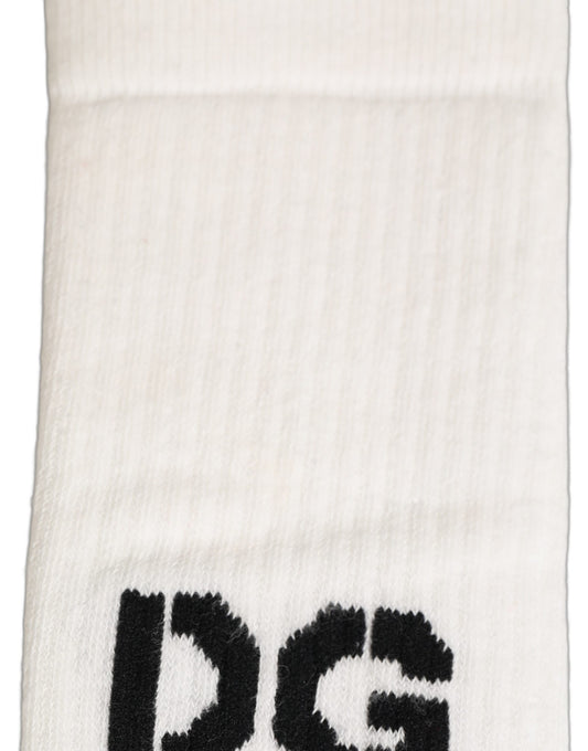 Men White Cotton Over The Calf Accessory Socks