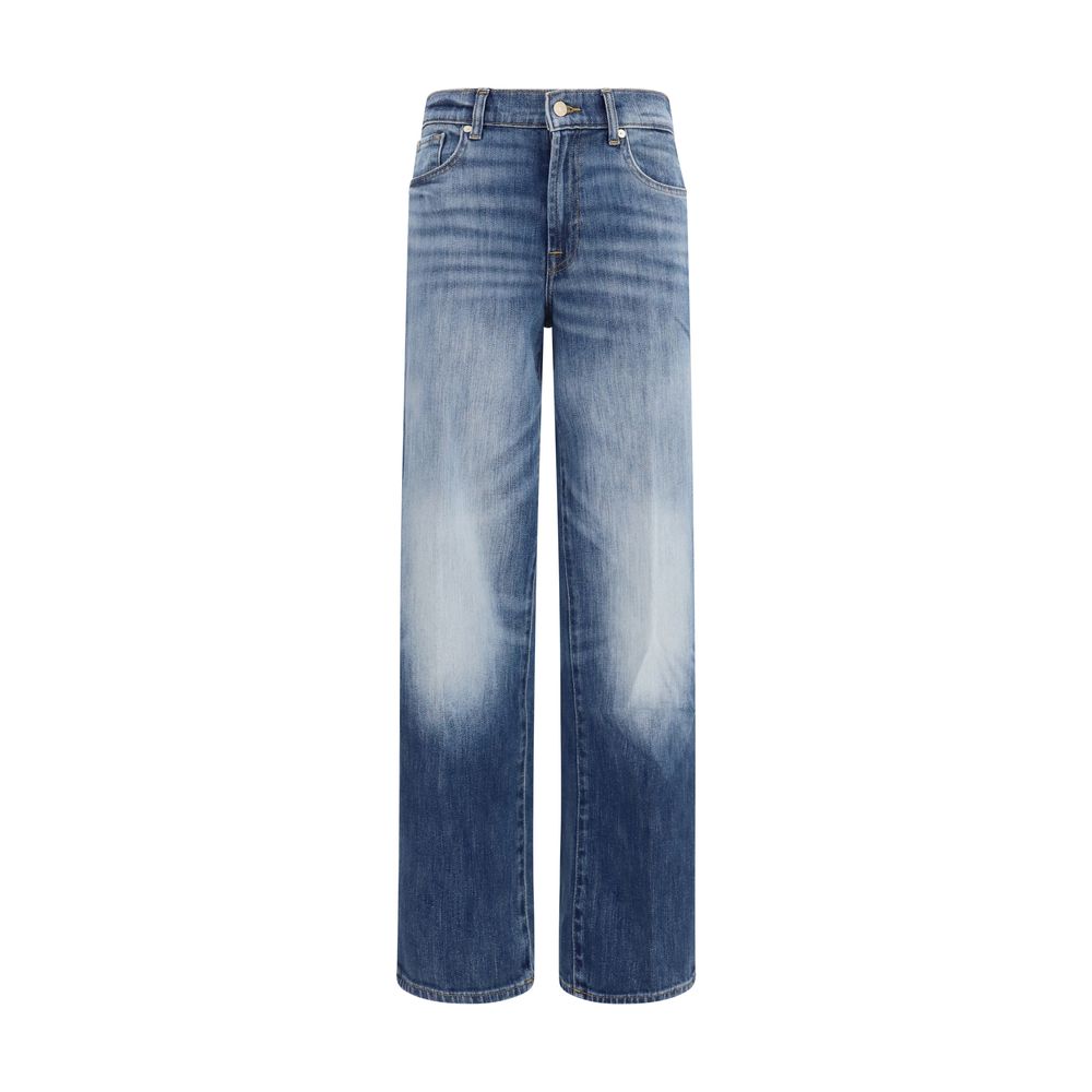 Blue Cotton Straight-Leg Jeans