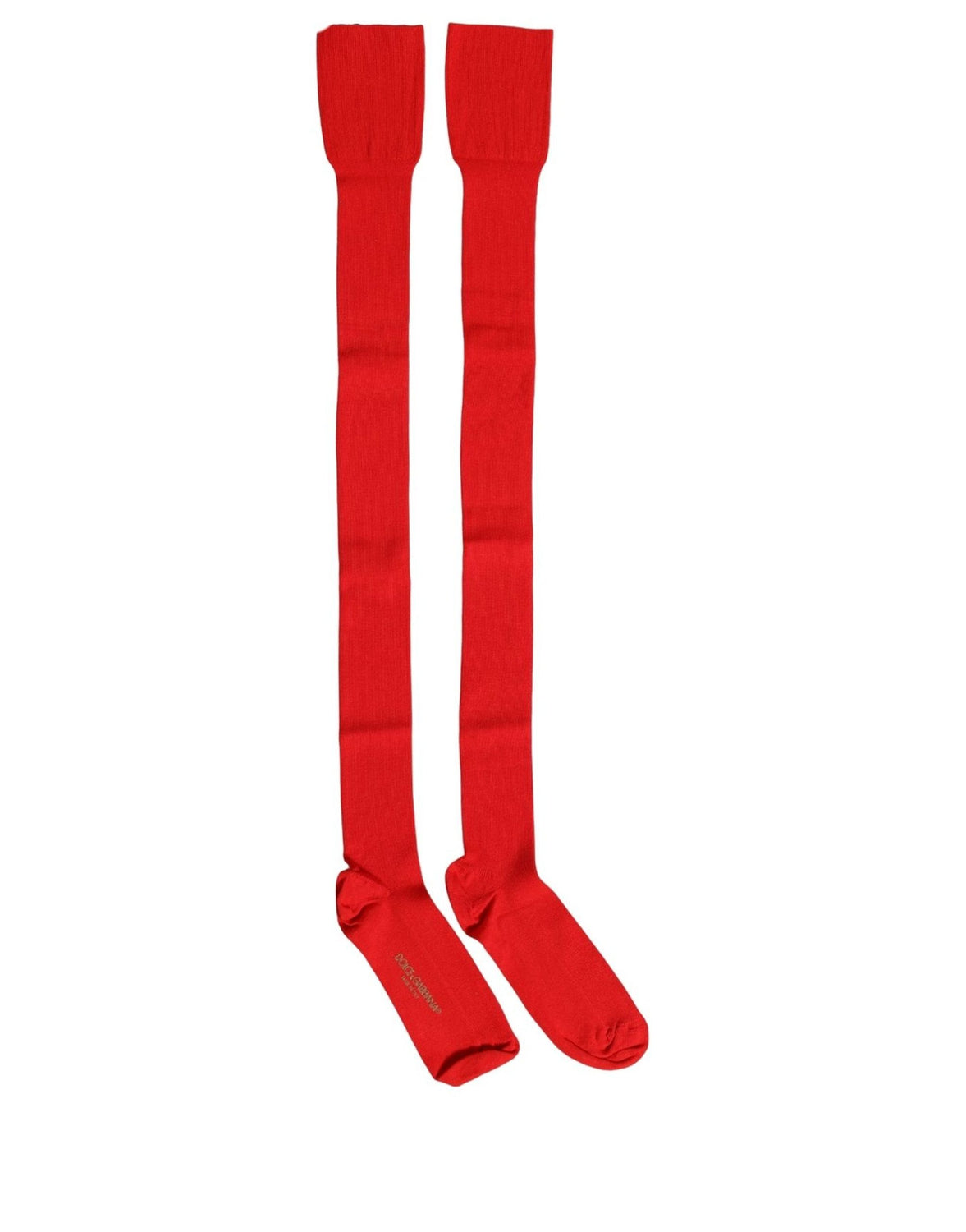 Men Red Logo Thigh High Ribbed Accessory Socks