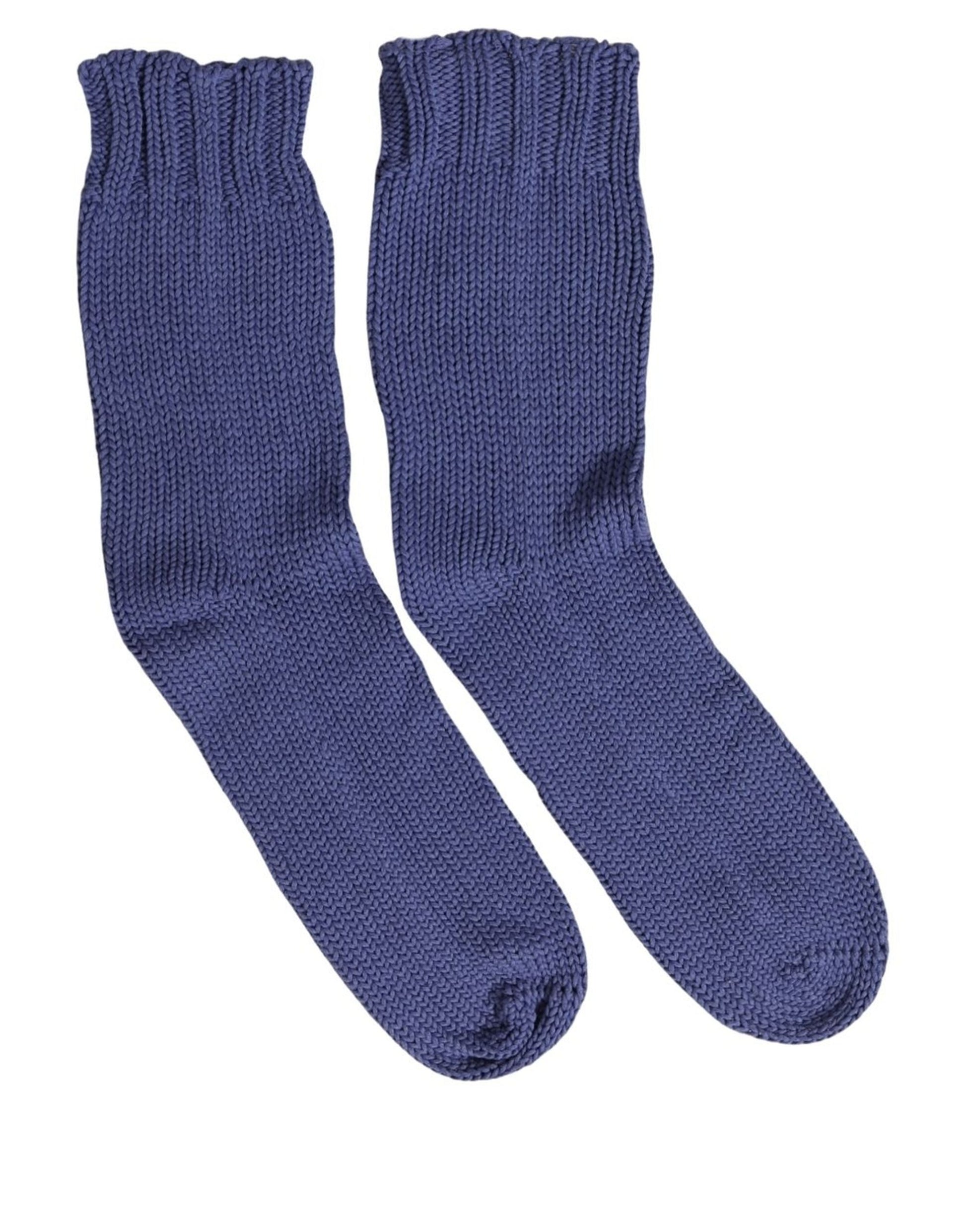 Men Navy Blue Cotton Ribbed Mid Calf Accessory Socks