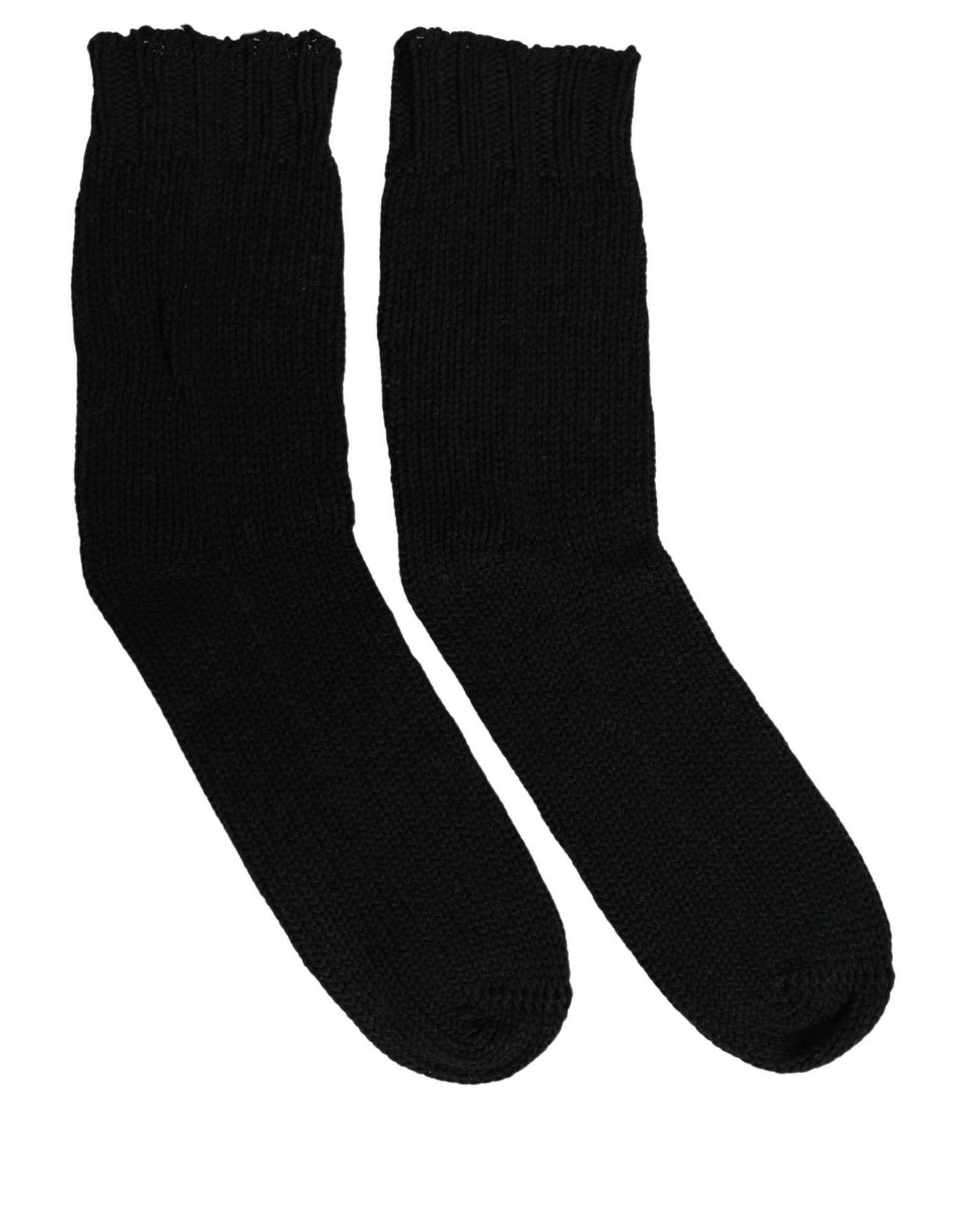 Men Dark Blue Cotton Ribbed Mid Calf Accessory Socks
