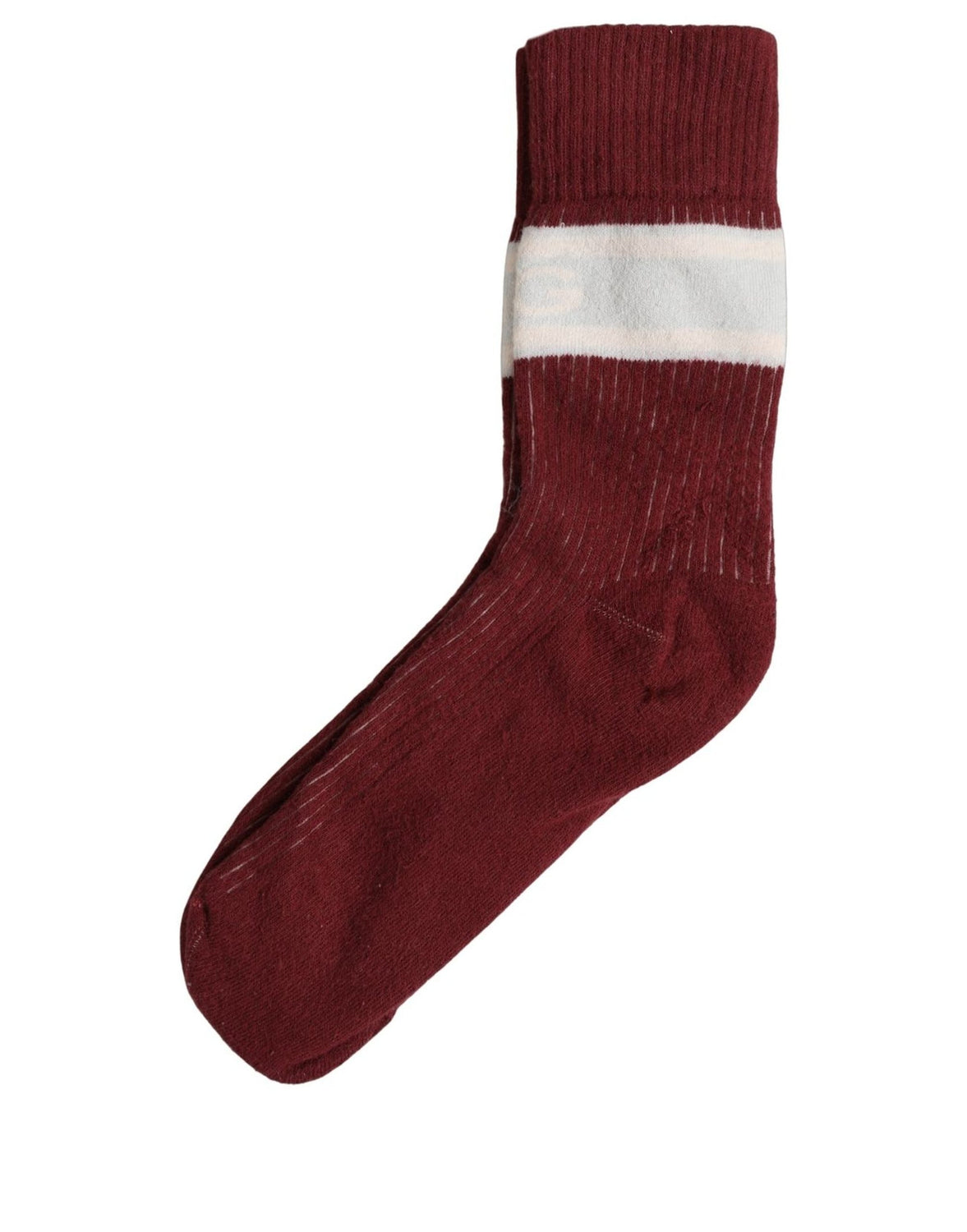 Burgundy White Stripes Cotton Mid Calf Accessory Socks