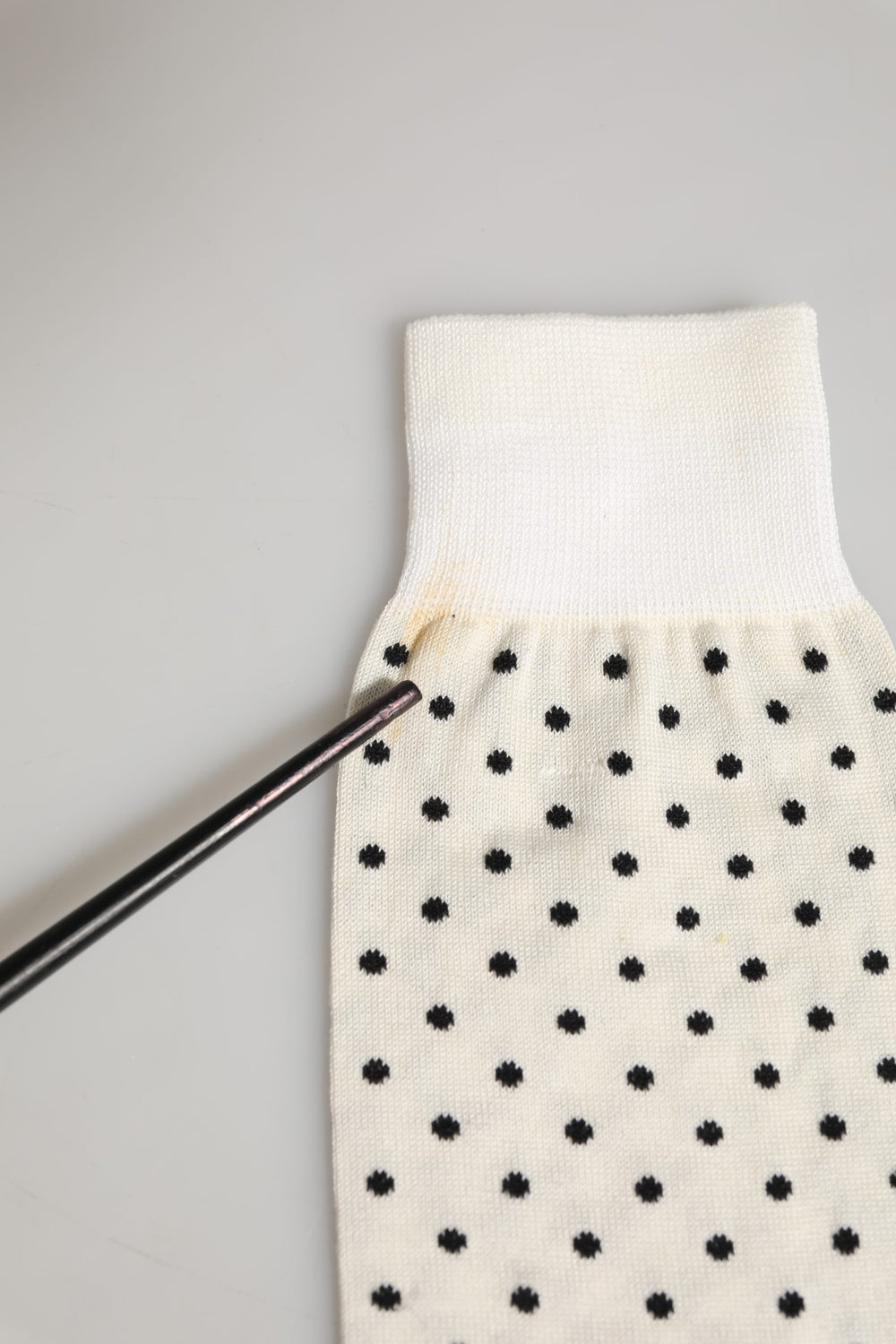 Off White Cotton Polka Dot Mid Calf Accessory Socks