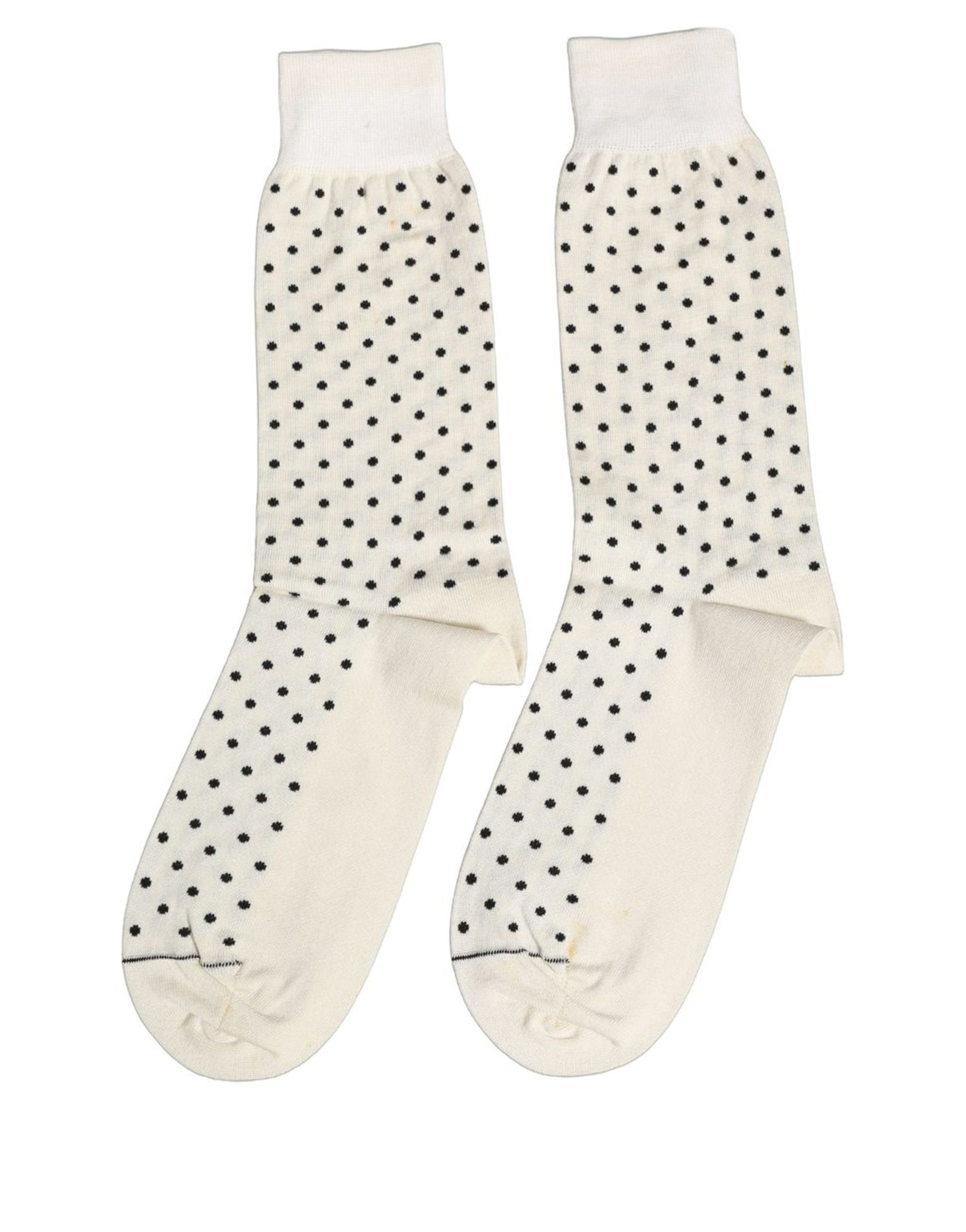 Off White Cotton Polka Dot Mid Calf Accessory Socks