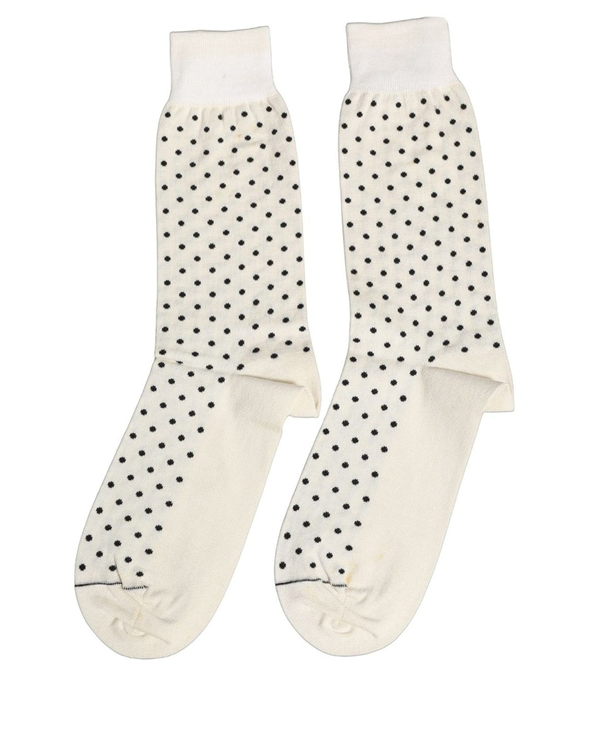 Off White Cotton Polka Dot Mid Calf Accessory Socks