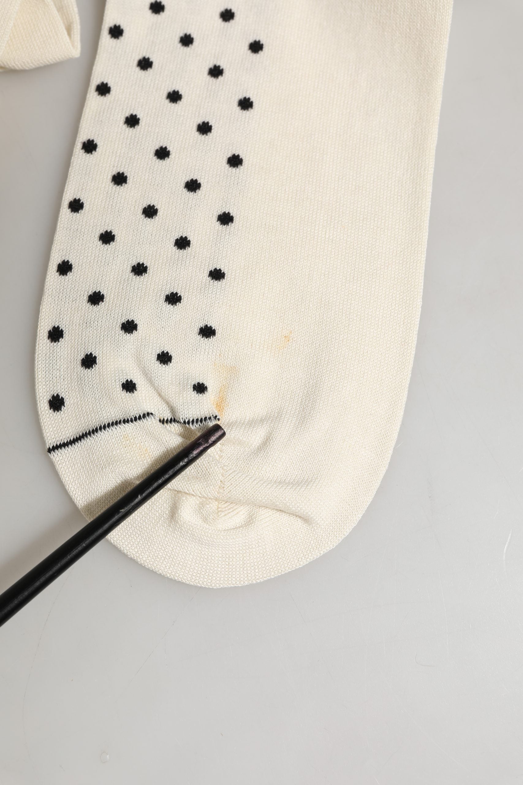 Off White Cotton Polka Dot Mid Calf Accessory Socks