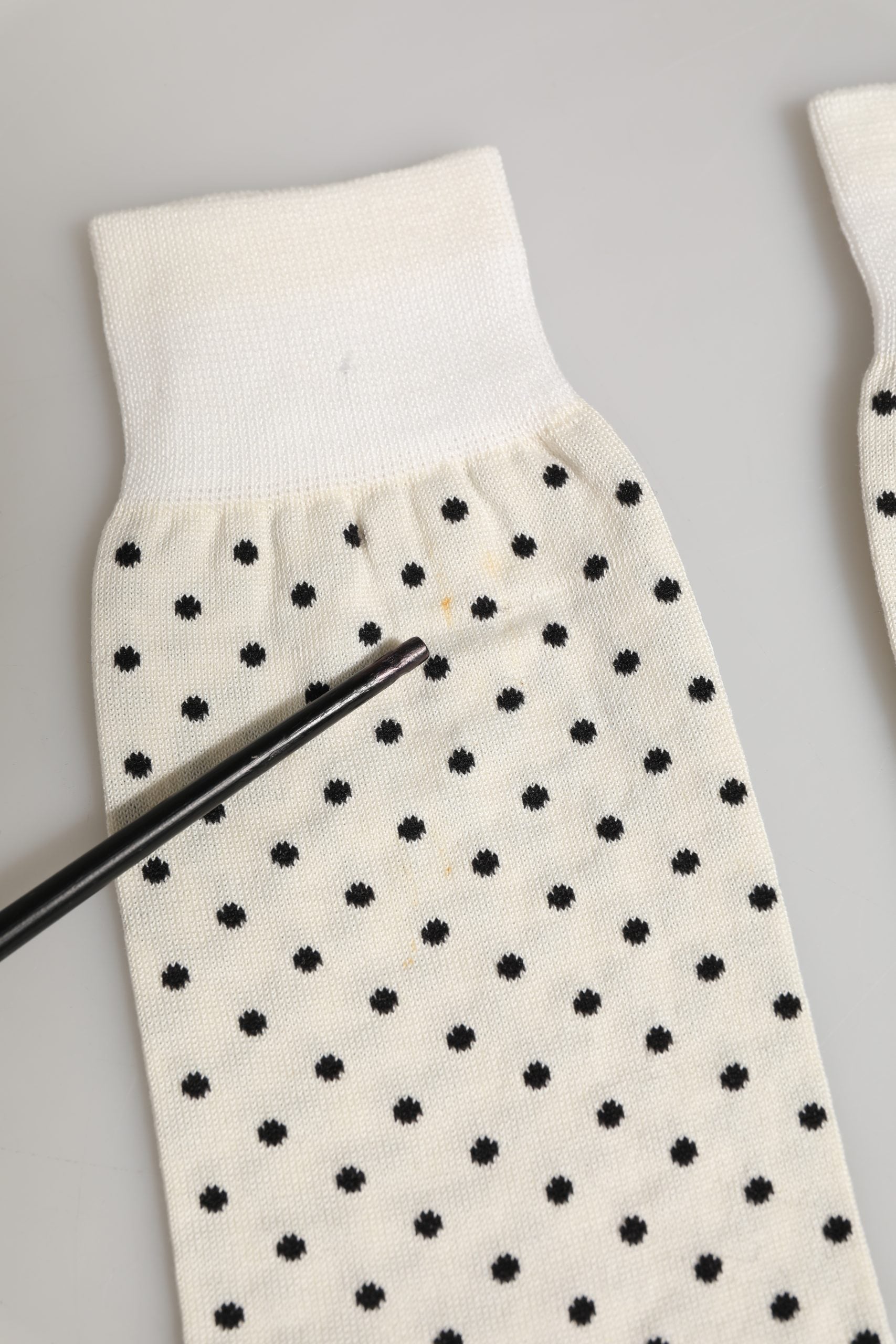 Off White Cotton Polka Dot Mid Calf Accessory Socks